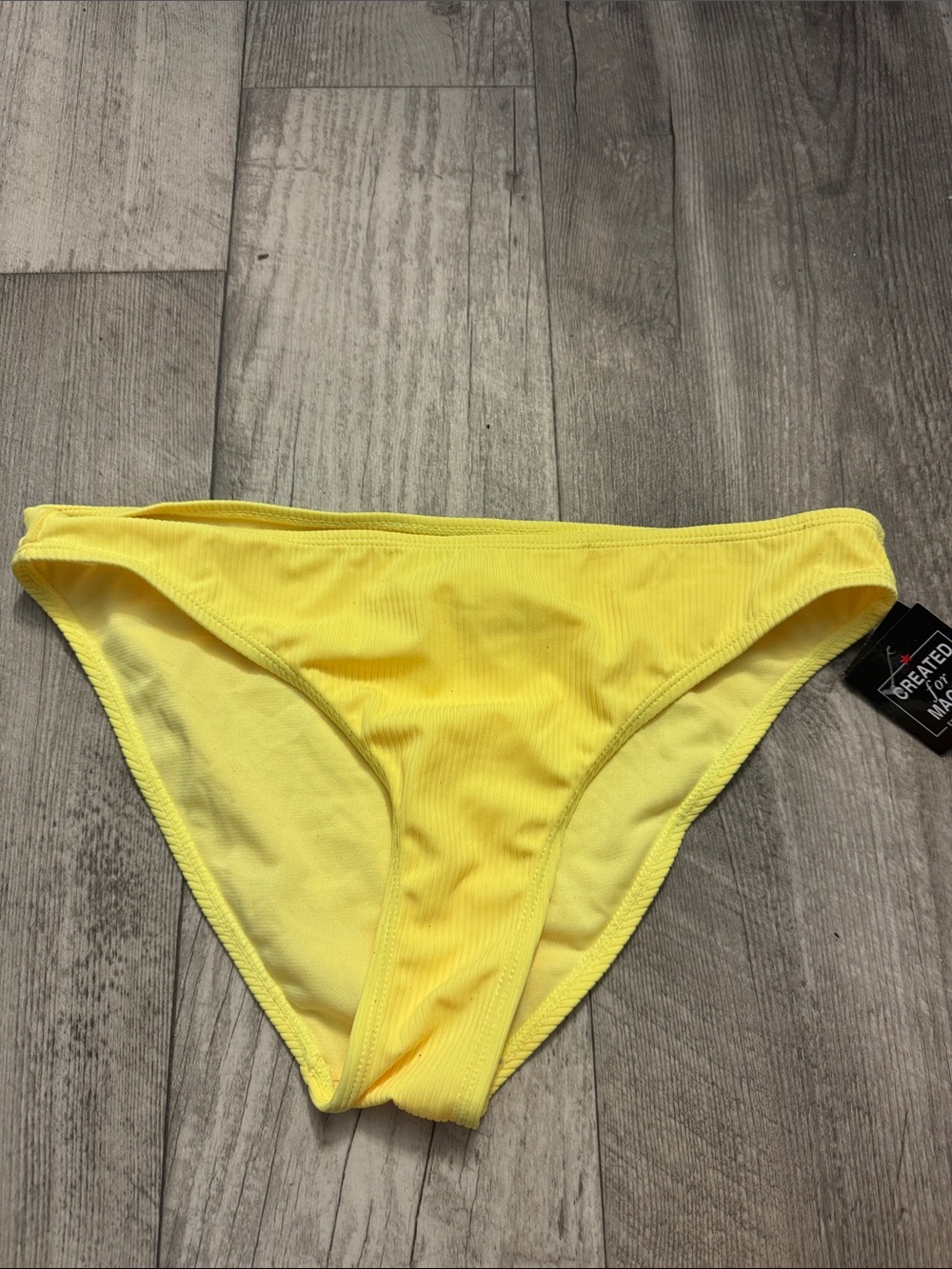 Macy's Yellow Ribbed One-Piece Swim Bottom